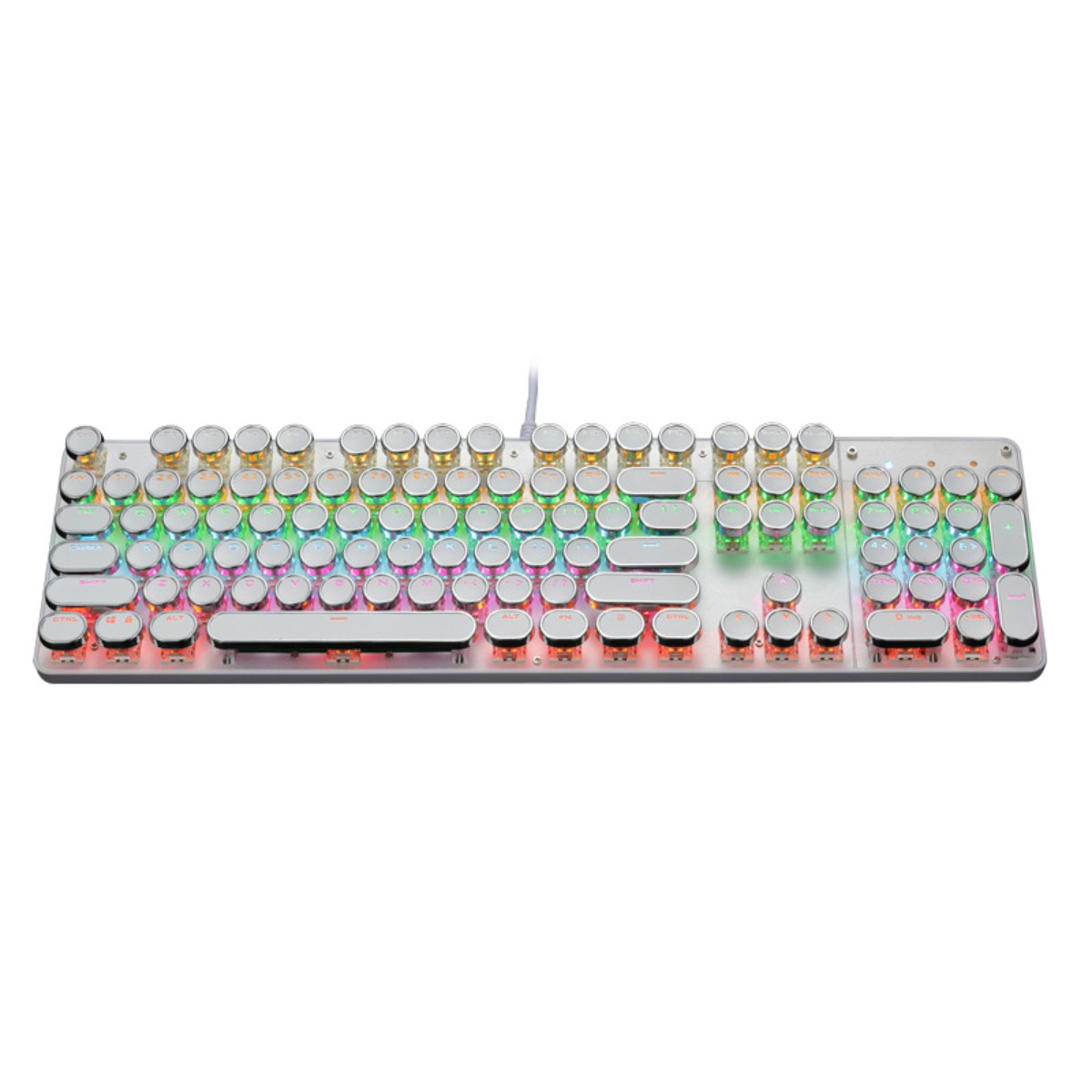 SYNTEK Mechanische Tastatur Schwarz Retro Gaming Plated Green Punk Tastaturen, Mechanisch Tastatur, Shaft Keyboard