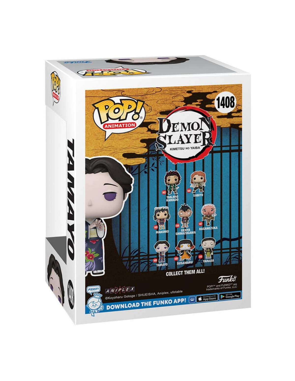 Box-Art einer Funko Pop Figur. Figur einer Frau in einem Kimono. Demon Slayer Anime-Serie.