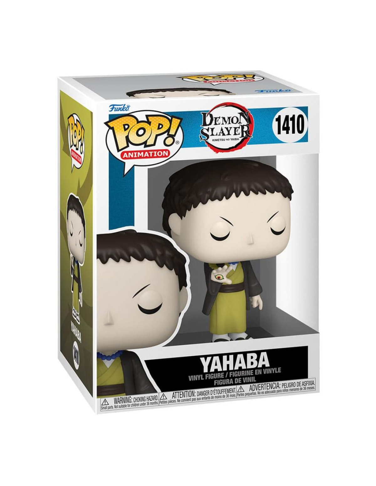 Una scatola Funko Pop con una figura di Yahaba da Demon Slayer. La scatola è colorata.