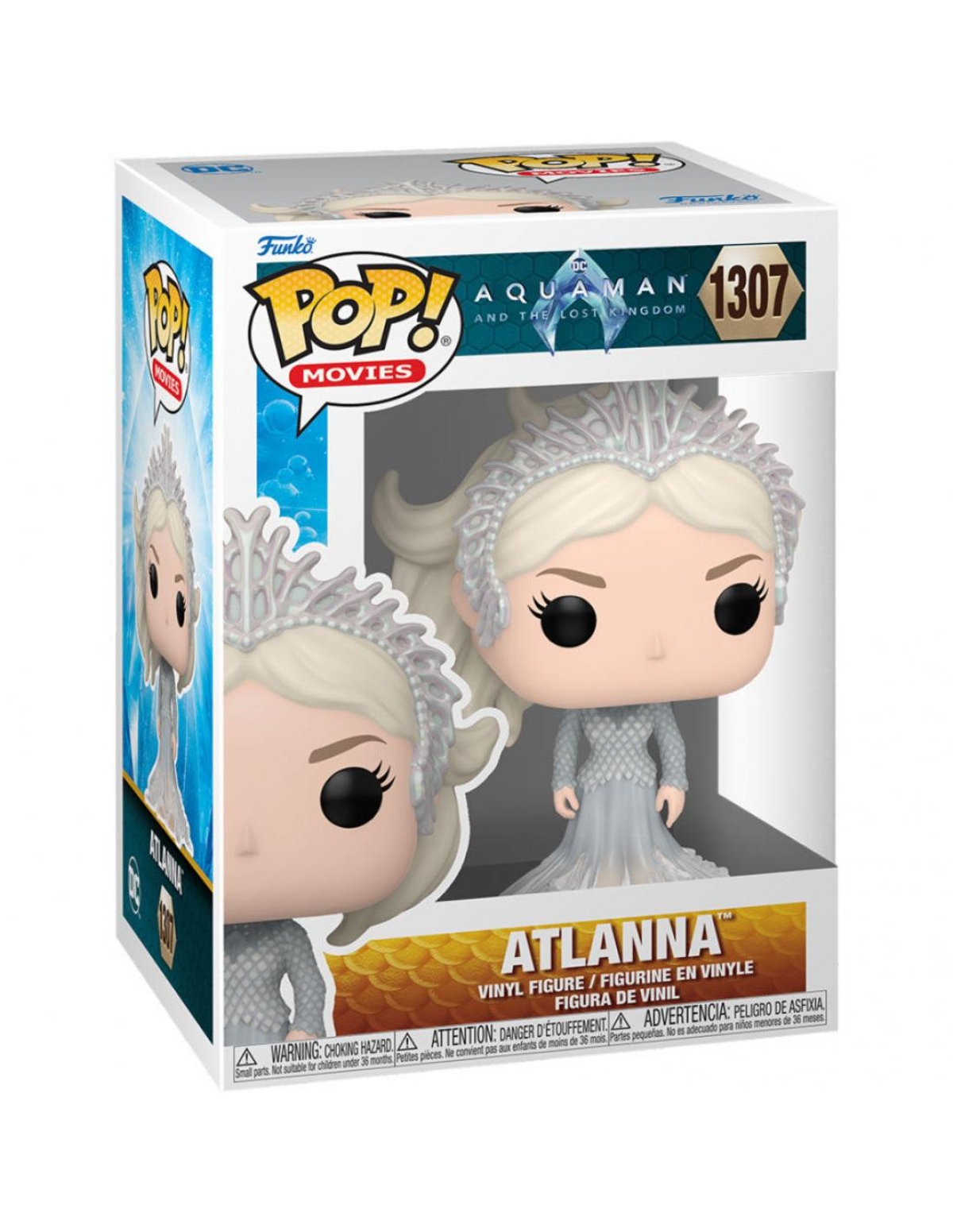 Una figura Funko Pop di Atlanna di Aquaman and the Lost Kingdom, in una scatola. Ha una corona.