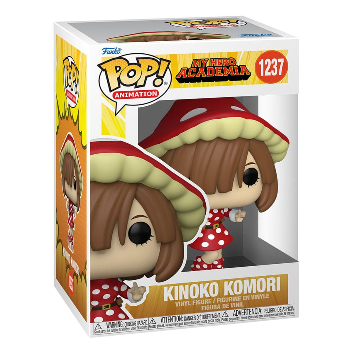 Funko Pop! Figur von Kinoko Komori aus My Hero Academia, in einer Box, mit rotem Pilzhut.