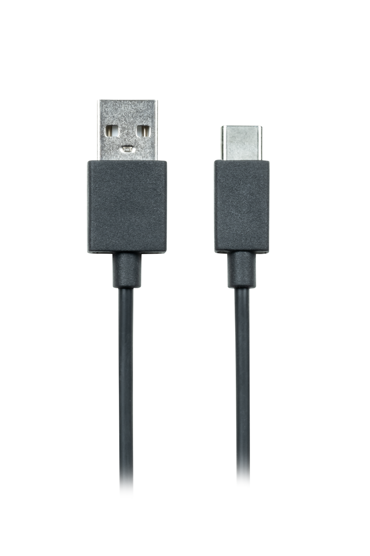 Un cavo nero da USB-C a USB. L'estremità USB-C e l'estremità USB sono visibili.