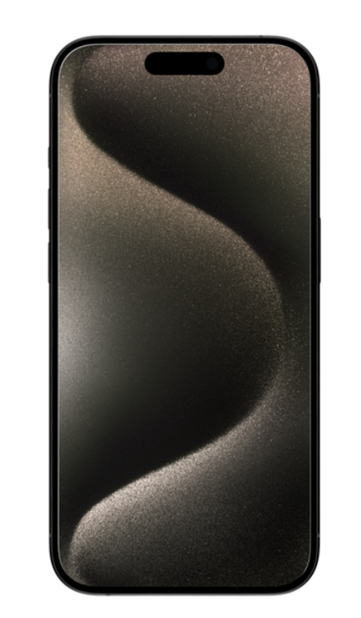Smartphone nero con sfondo scuro e strutturato sullo schermo. Cornice nera.