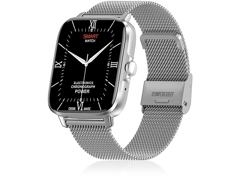 Smartwatch - DAM ELECTRONICS DT102 con pulsera de acero. Pantalla de alta resolución. Monitor cardiaco