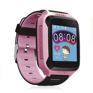 Smartwatch infantil - DAM ELECTRONICS GPS especial para niños, con cámara, función de rastreo, llamadas SOS y recepción de llamada, Rosa