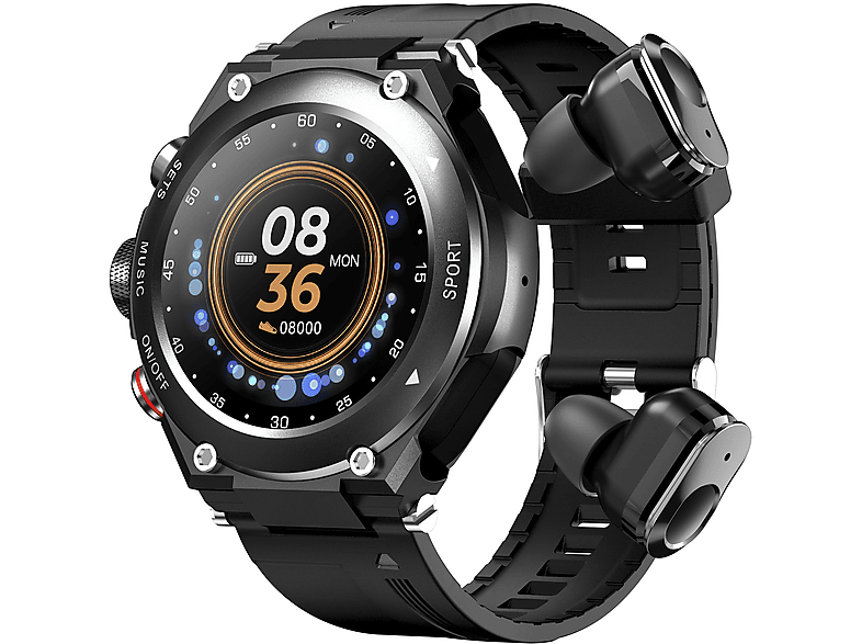 Smartwatch - DAM ELECTRONICS T92 Auriculares TWS integrados y memoria interna. Monitor cardiaco de tensión O2 sangre