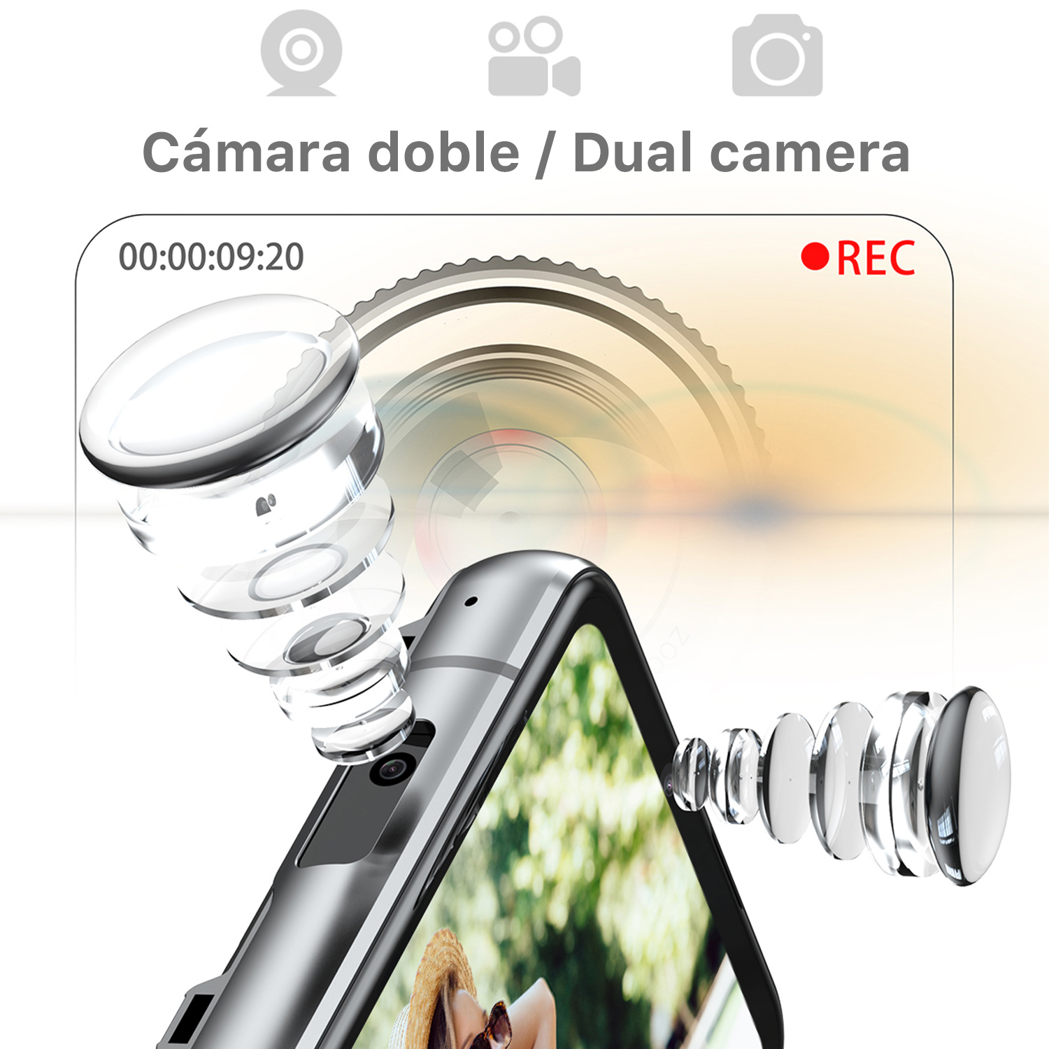 Smartphone-Kamera-Nahaufnahme mit Linsen und Dual-Kamera-Konzept.
