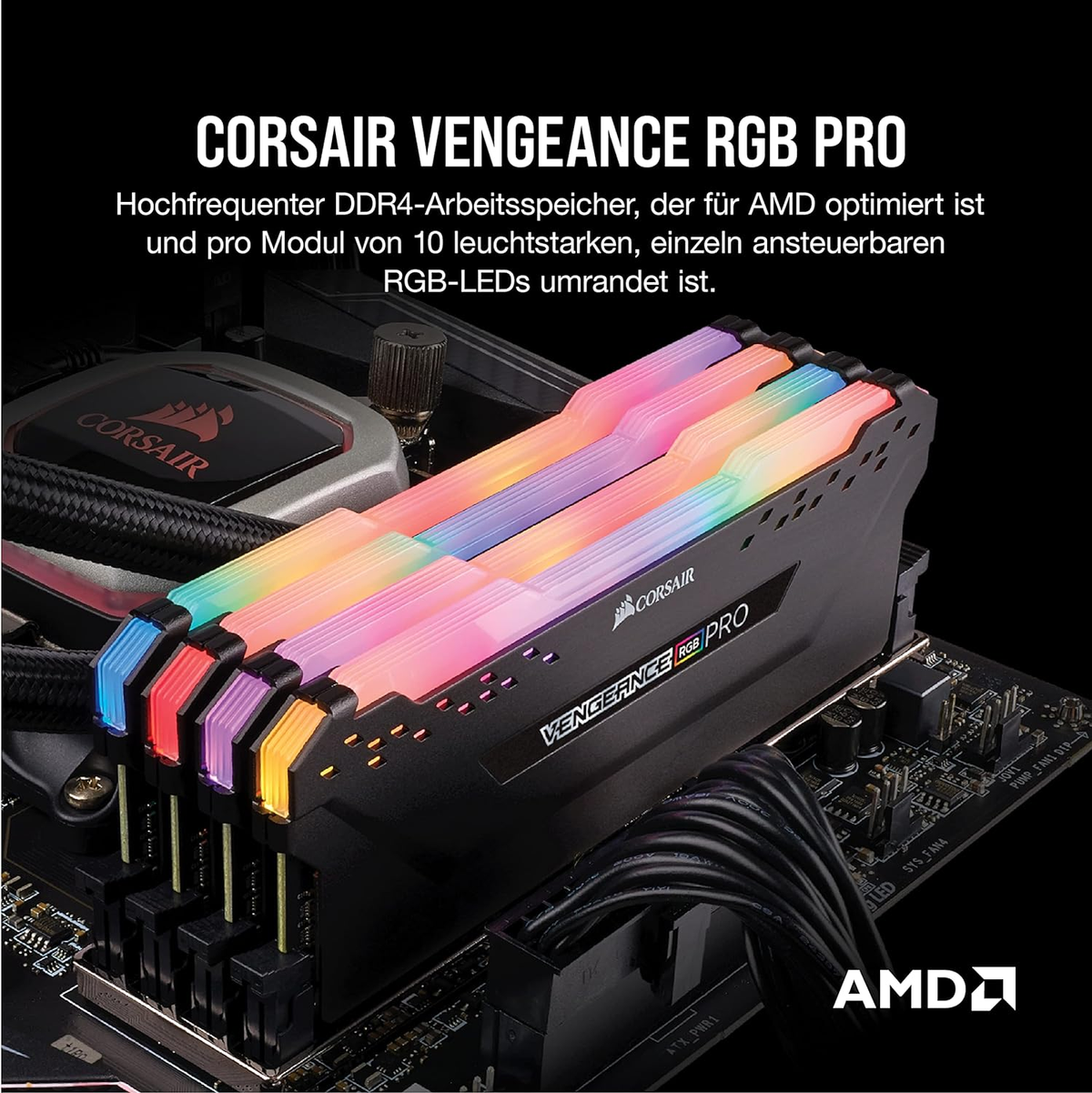 RAM-modules met RGB-verlichting. Corsair Vengeance RGB Pro.