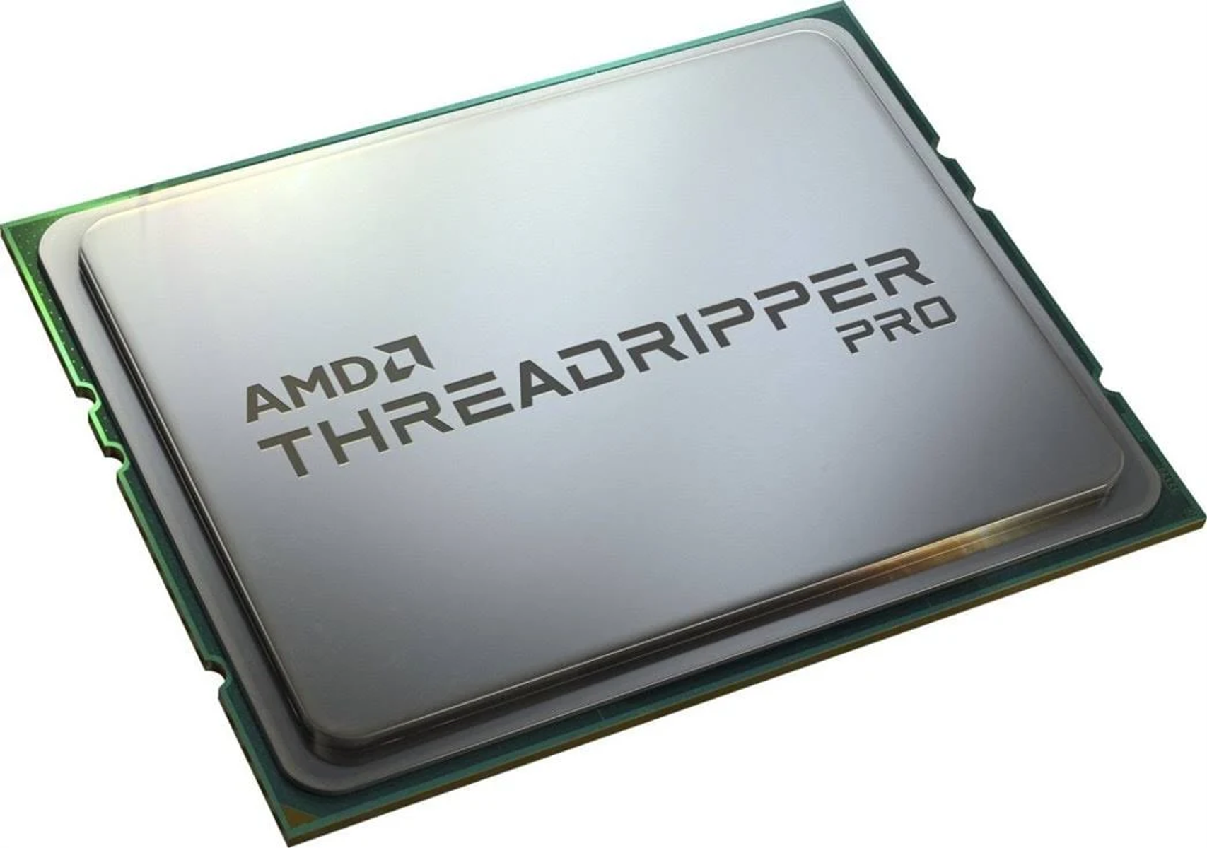 Zbliżenie procesora AMD Threadripper PRO z wyraźnie widoczną nazwą marki.