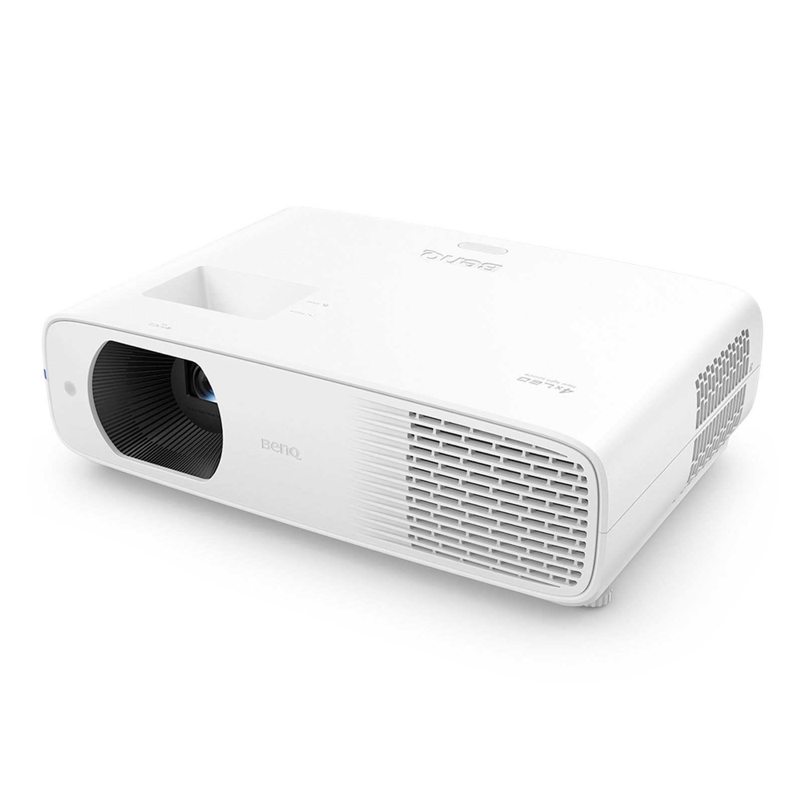 Projecteur blanc avec une lentille noire.