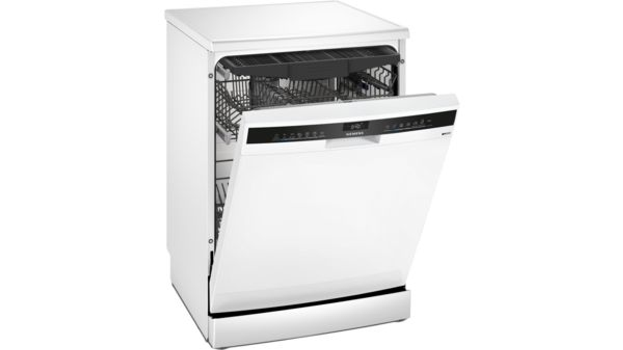 Biała zmywarka z otwartymi drzwiami.