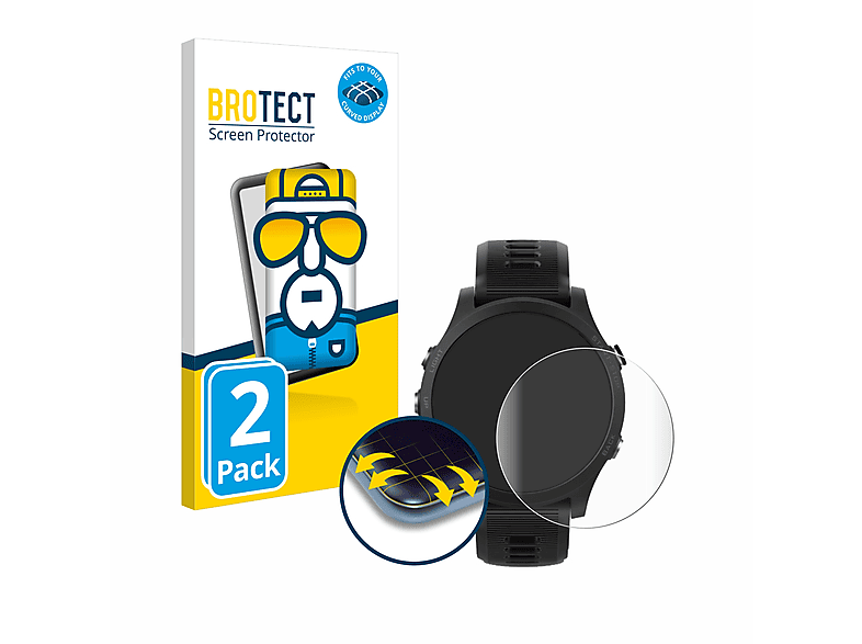BROTECT 2x Flex Full-Cover 3D Curved Schutzfolie(für Garmin Forerunner 935) | Smartwatch Schutzfolien & Gläser