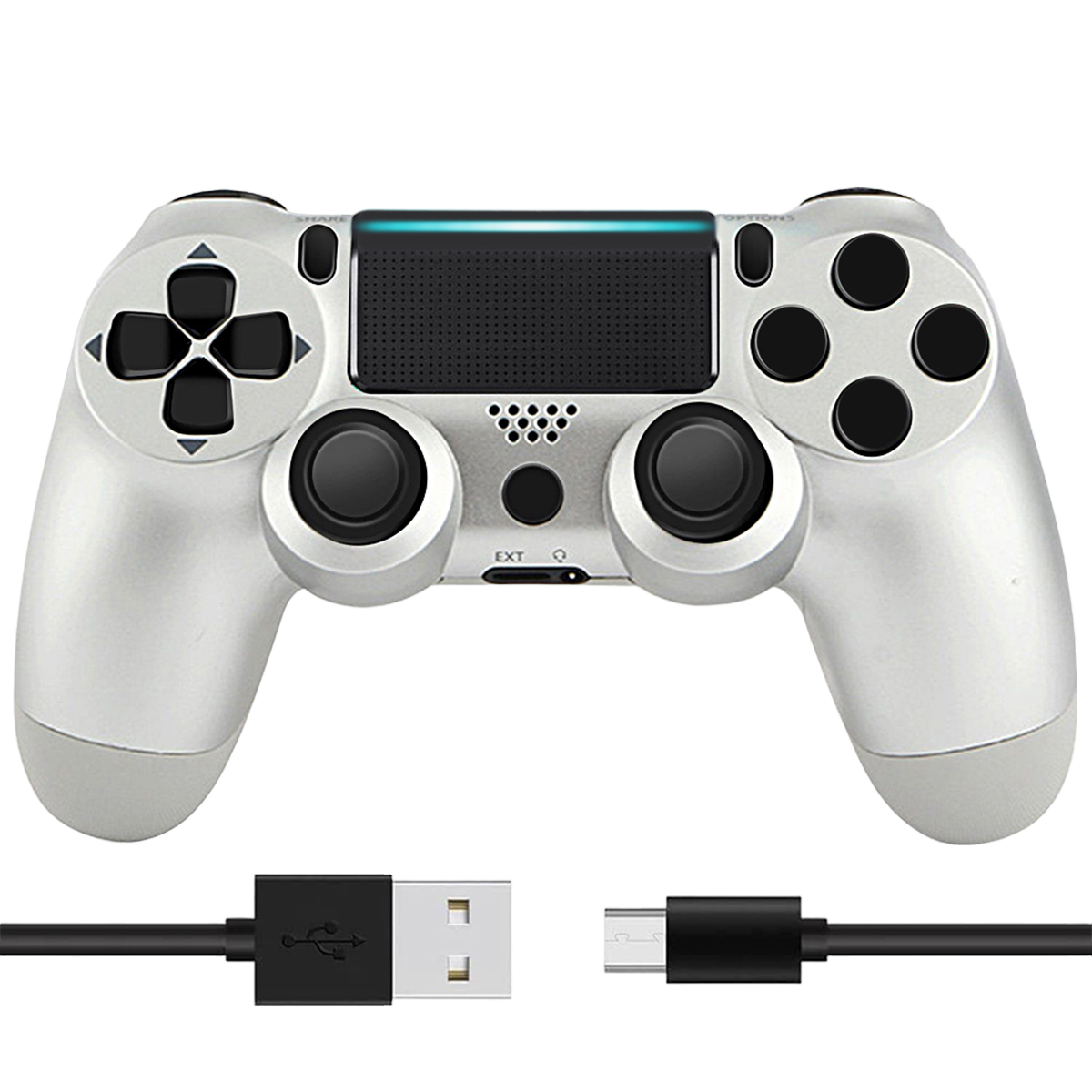 KINSI Gamepad, Bluetooth Controller, Wireless Silbergrau Controller PS4, Silbergrau Gamepad, für