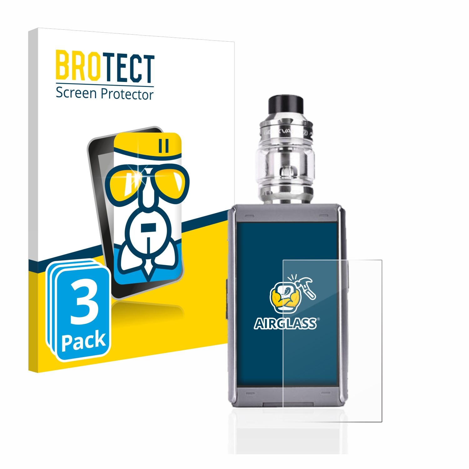 vape folie BROTECT 3x Schutzglas Panzer Folie Glas klar Schutzfolie (für GeekVape  T200)