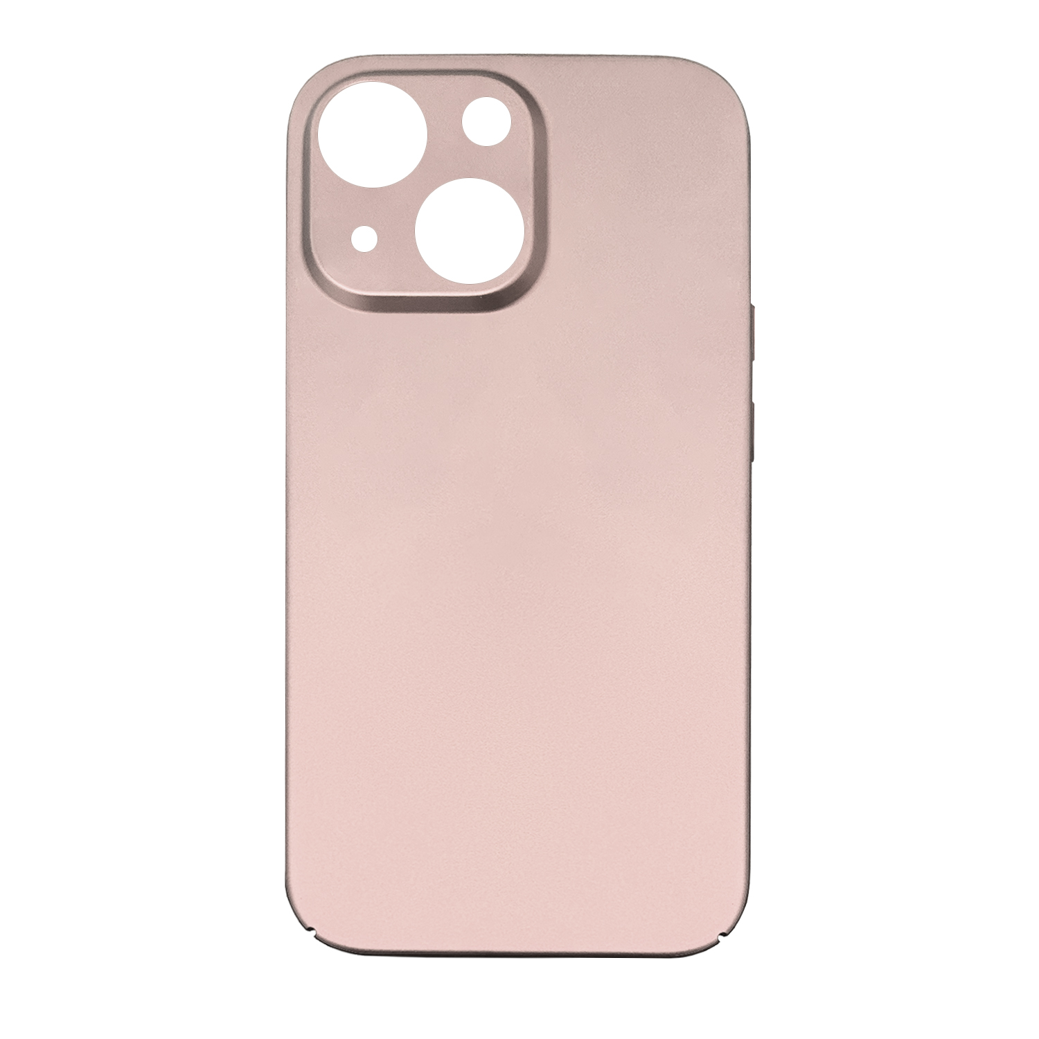Eine rosa Handyhülle mit drei Kameralinsen. Die Hülle ist glatt und bedeckt die Rückseite des Telefons.