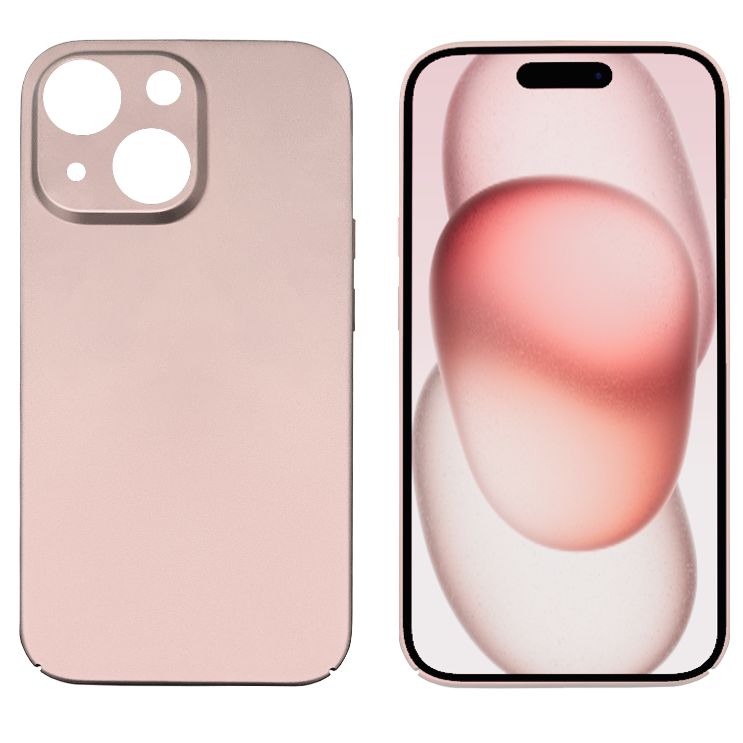 Handyhülle und Telefon. Die Hülle ist rosa, das Telefon hat einen rosa Hintergrund.
