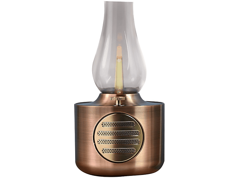 ENBAOXIN Kerosin bluetooth Lautsprecher - Simuliertes Kerzenlicht, wasserdicht und spritzwassergeschützt Bluetooth-Lautsprecher, Rötliches Kupfer