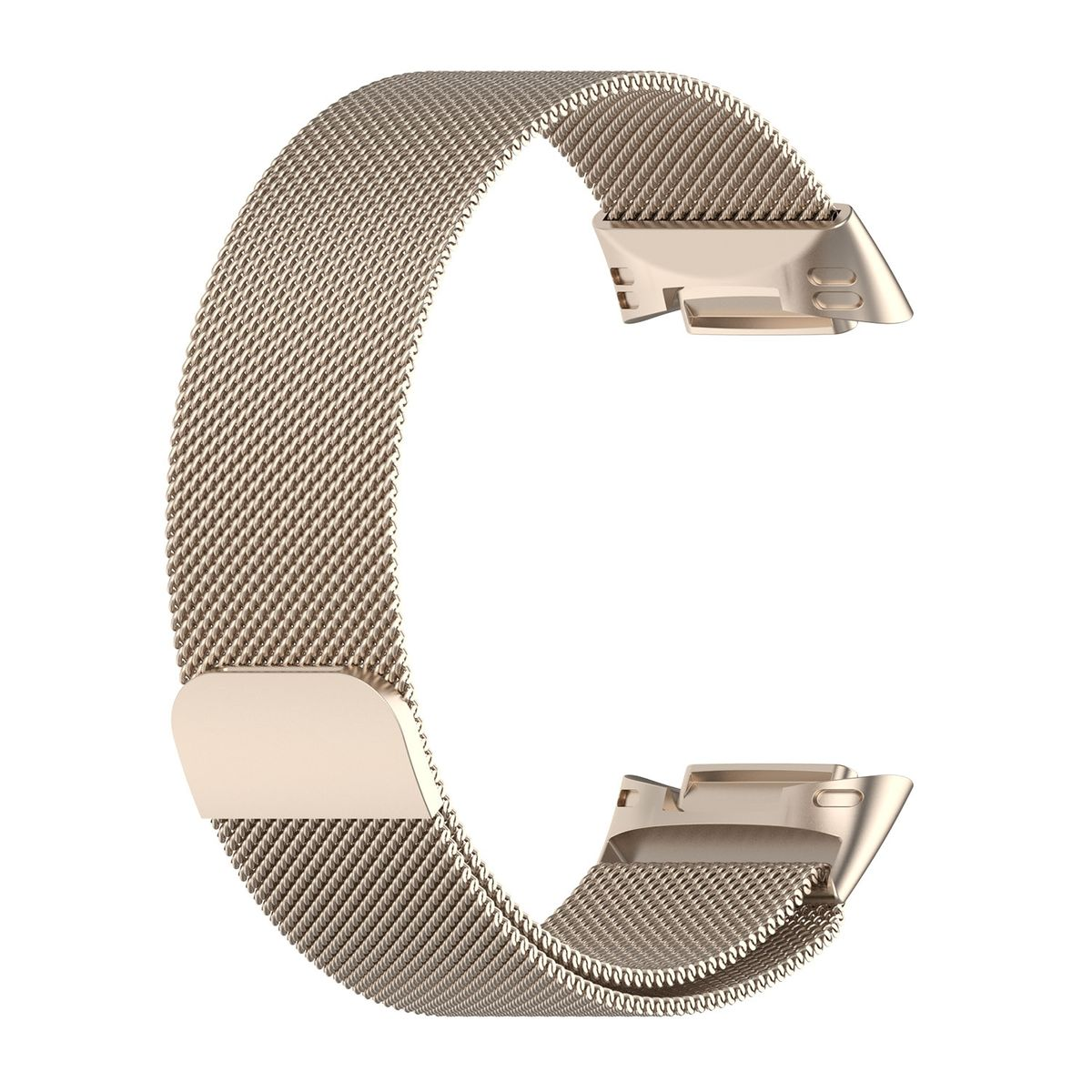 WIGENTO Stahl Metall Mesh Design Beige Band Magnetverschluss, Ersatzarmband, Fitbit, 6 / 5, Charge mit