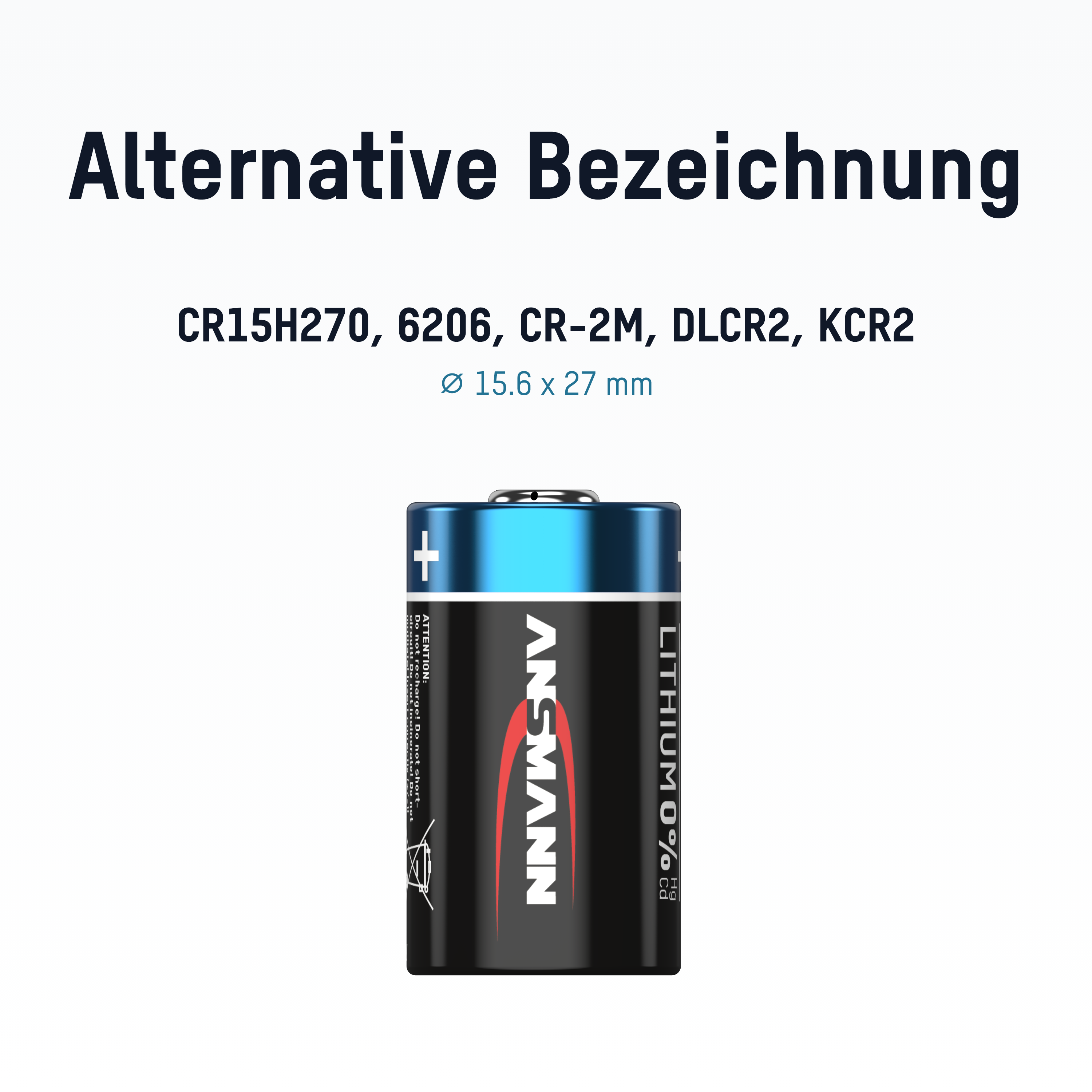 Eine Batterie mit Text, gekennzeichnet mit alternativen Bezeichnungen, auf weißer Oberfläche.