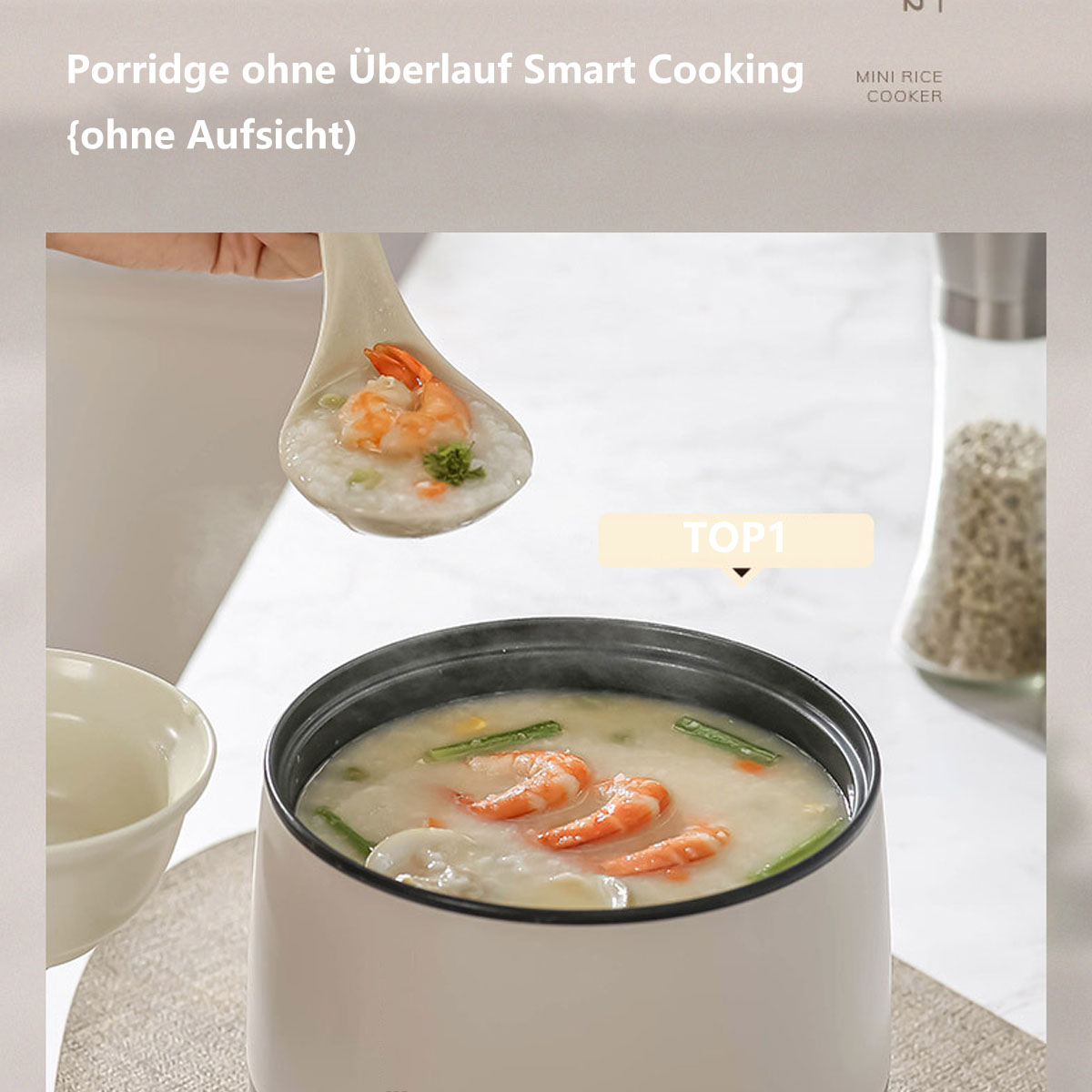 BYTELIKE Small Mini-Reiskocher Reiskocher Warmhalten Smart Antihaft-Multifunktions-Reiskocher