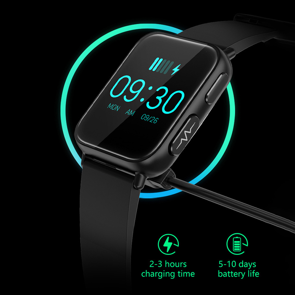 Eine Digitaluhr, die Zeit, Temperatur und Luftfeuchtigkeit anzeigt, mit einem Lichtregler.
