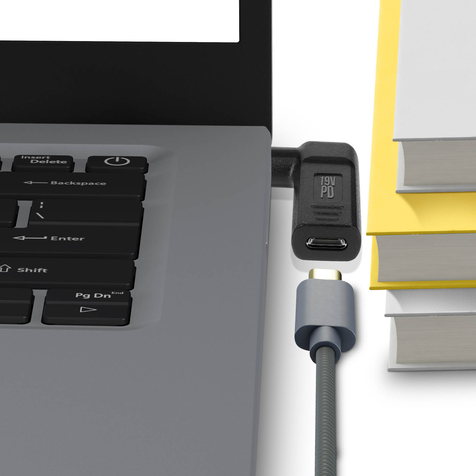 AVIZAR USB-C / 5.5 abgewinkelt 2.1mm Ladegerät-Adapter Universal, x Schwarz