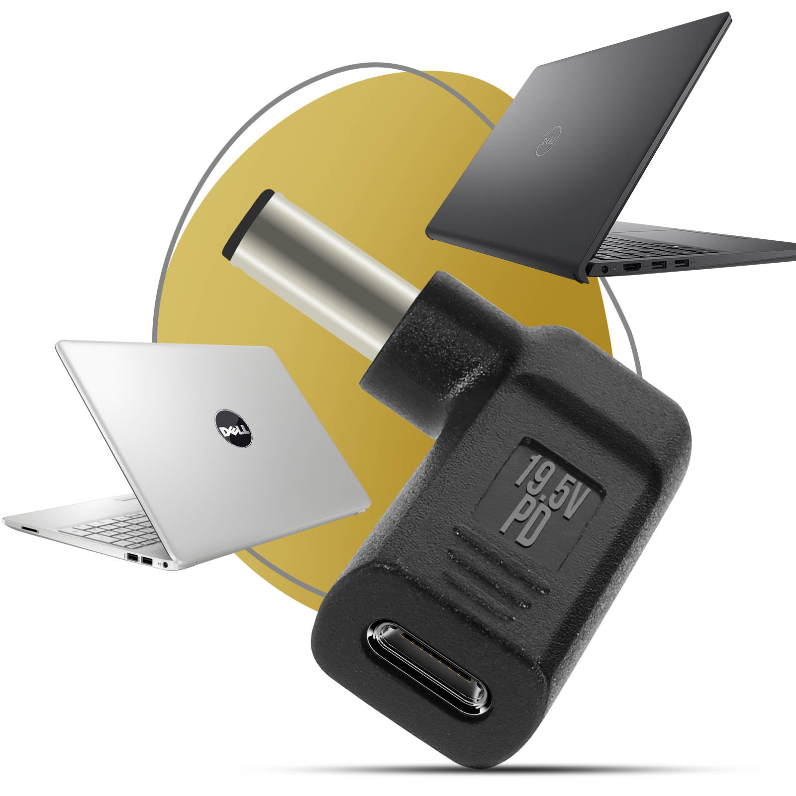 AVIZAR USB-C / 7.4 Ladegerät-Adapter 5.0mm abgewinkelt x Schwarz Universal