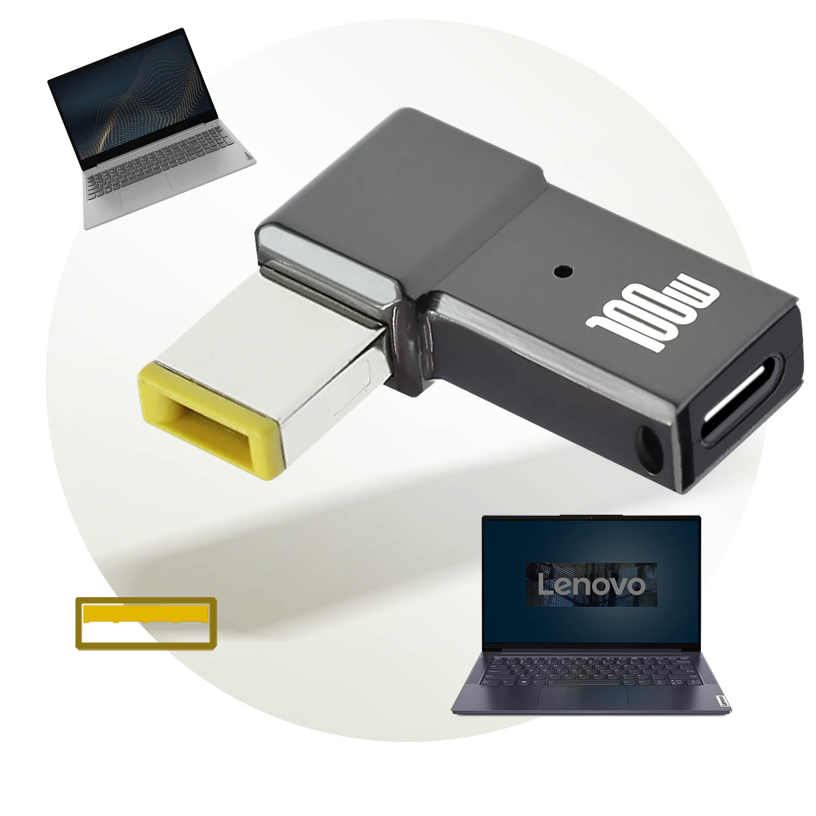 AVIZAR USB-C / quadratischer Ladegerät-Adapter Stecker Universal, Grau