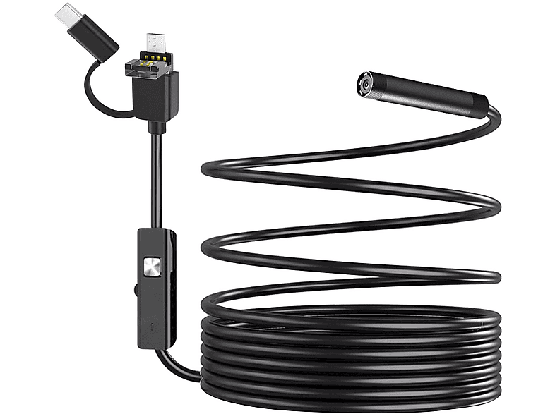 Anschlüsse Endoskopkamera USB Schwarz- Endoskop-Kamera AVIZAR USB-C, Micro-USB,