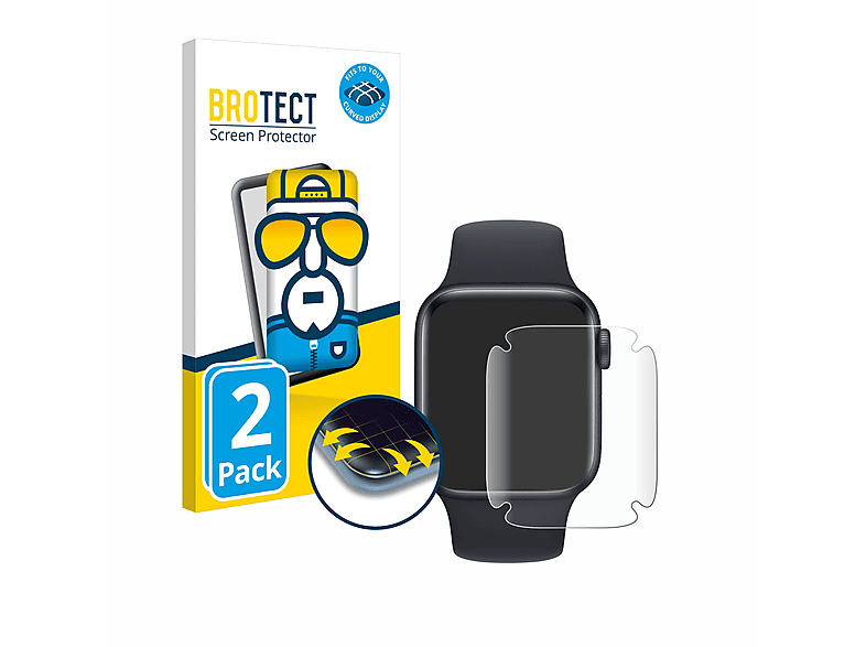 BROTECT 2x Flex Full-Cover 3D Curved Schutzfolie(für Apple Watch SE 2022 (40 mm)) | Smartwatch Schutzfolien & Gläser