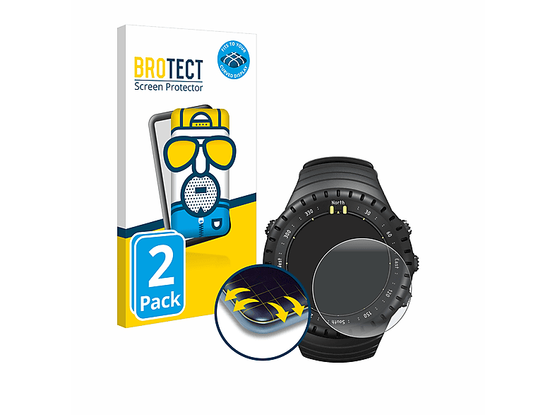 BROTECT 2x Flex matt Full-Cover 3D Curved Schutzfolie(für Suunto Core All Black) | Smartwatch Schutzfolien & Gläser