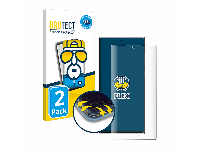 BROTECT 2x Flex Full-Cover 3D Curved Schutzfolie(für Samsung Galaxy S22 Ultra 5G (case-friendly))