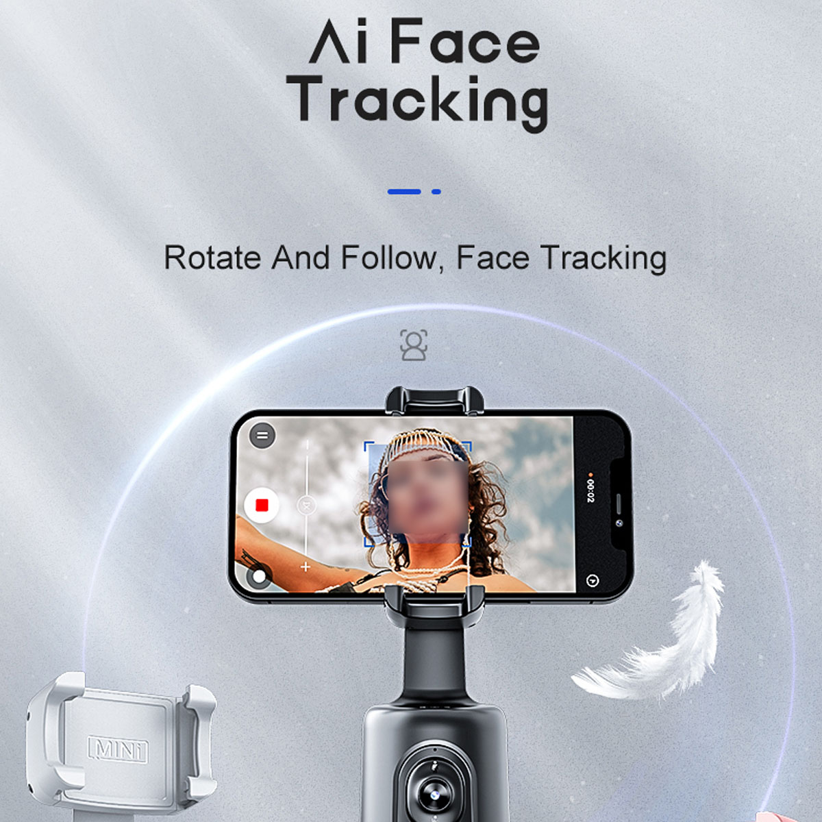 Intelligente BYTELIKE Vollautomatische Handy-Stabilisator Schwarz Kopfverfolgung Gesichtsverfolgung Klammern,