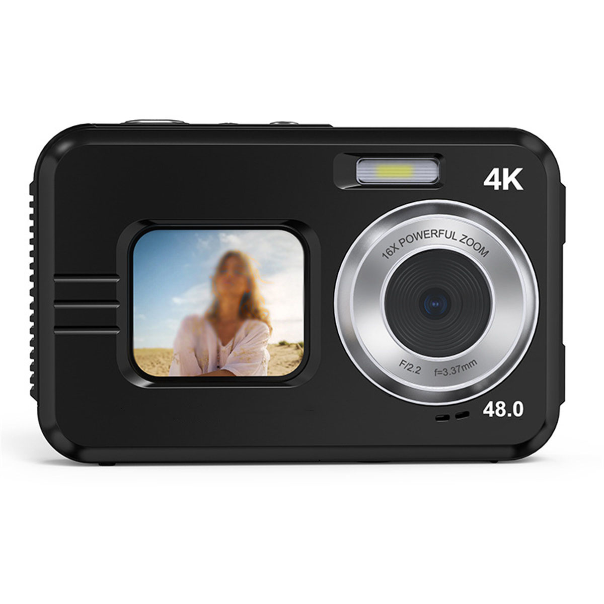 Verwacklungsschutz Autofokus, Dual Screen intelligenter Fotografie Wasserdichte Digitalkamera HD LCD-Bildschirm- schwarz, - SYNTEK Kamera