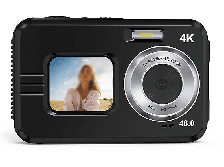 SYNTEK HD Dual Screen Fotografie Wasserdichte Kamera - Autofokus, intelligenter Verwacklungsschutz Digitalkamera schwarz, LCD-Bildschirm-