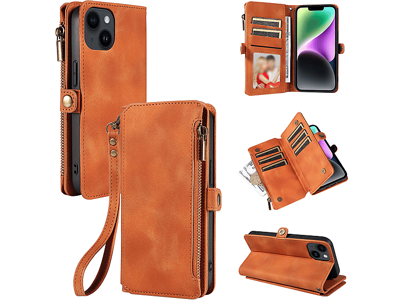 SYNTEK Multifunktionale Reißverschlusstasche - einfach Samsung, S23 zu benutzen, Samsung Serie, sicher Holster, und verschleißfest, braun