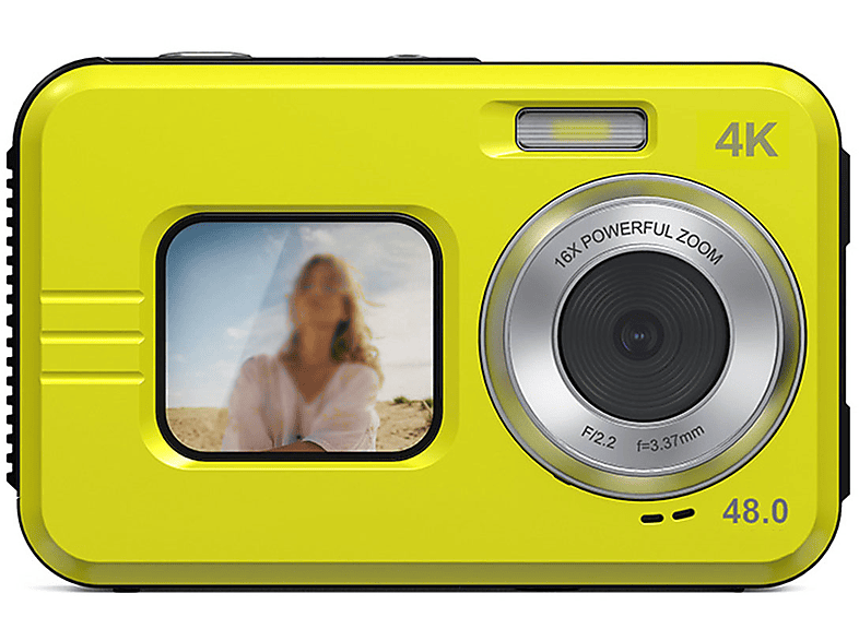 SYNTEK HD Dual Screen - intelligenter Digitalkamera gelb, LCD-Bildschirm Kamera Fotografie Autofokus, Verwacklungsschutz Wasserdichte