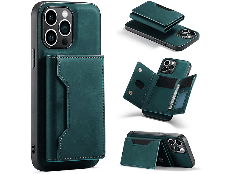 SYNTEK Magnetisches Kartenetui - Hochwertiges Leder, langlebig und verschleißfest, Holster, iPhone, iPhone 14 Pro Max, grün