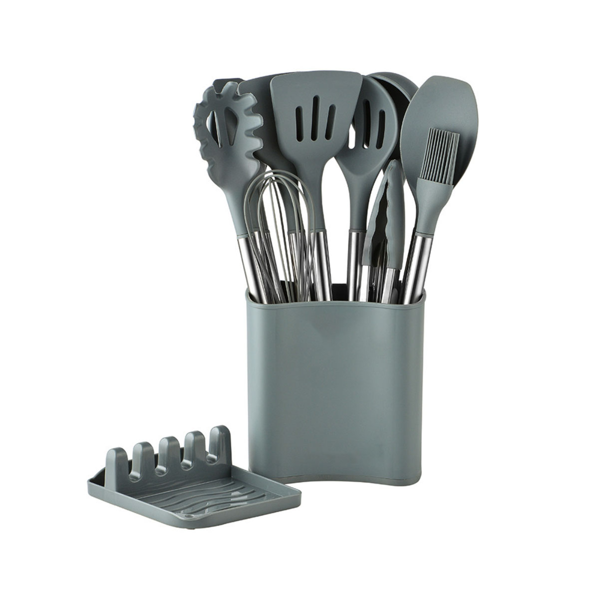 Edelstahl-Rohrgriff-Silikon-Küchenutensilien 13-teiliges BYTELIKE Kochgeschirr Antihaft-Spatel-Löffel-Küchenwerkzeug-Set