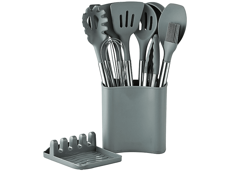 Edelstahl-Rohrgriff-Silikon-Küchenutensilien 13-teiliges BYTELIKE Kochgeschirr Antihaft-Spatel-Löffel-Küchenwerkzeug-Set