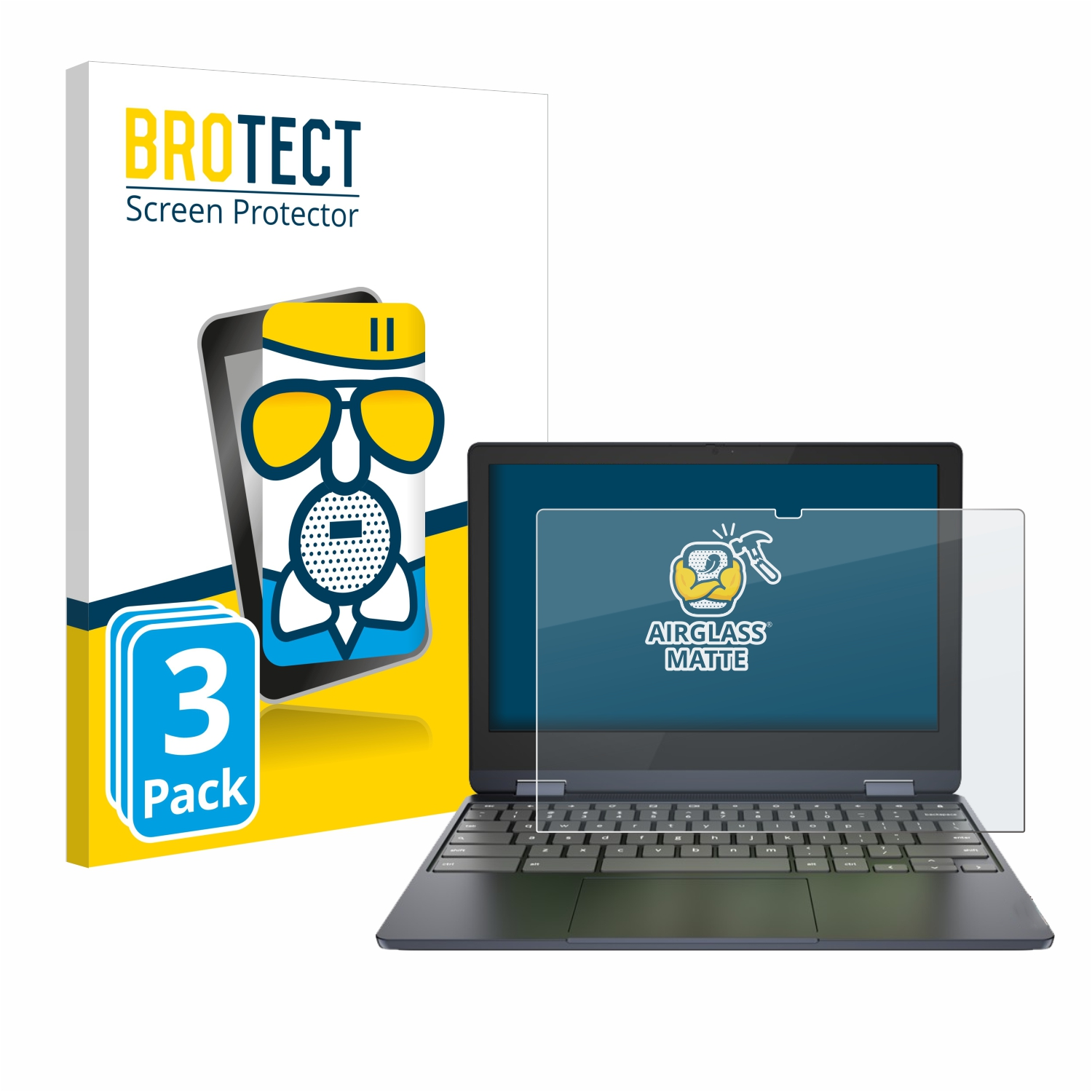 BROTECT 3x Airglass matte Schutzfolie(für 11IJL6) Lenovo Chromebook IdeaPad Flex 3