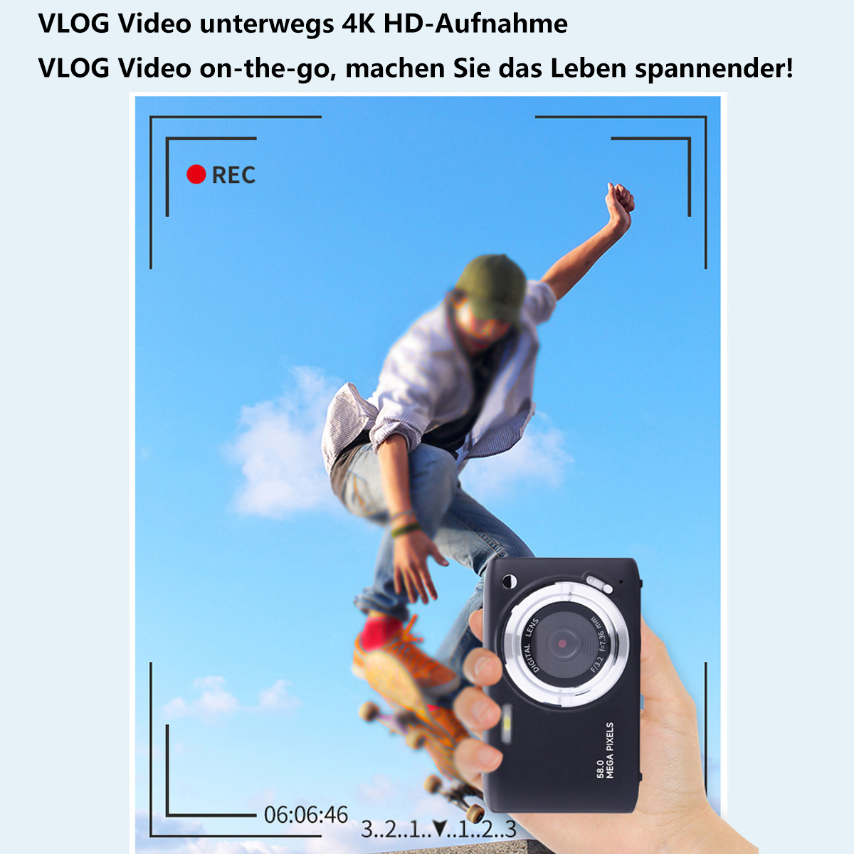 SYNTEK Hochauflösende Digitalkamera - Autofokus, Schönheitsfilter LCD- rosa, Digitalkamera