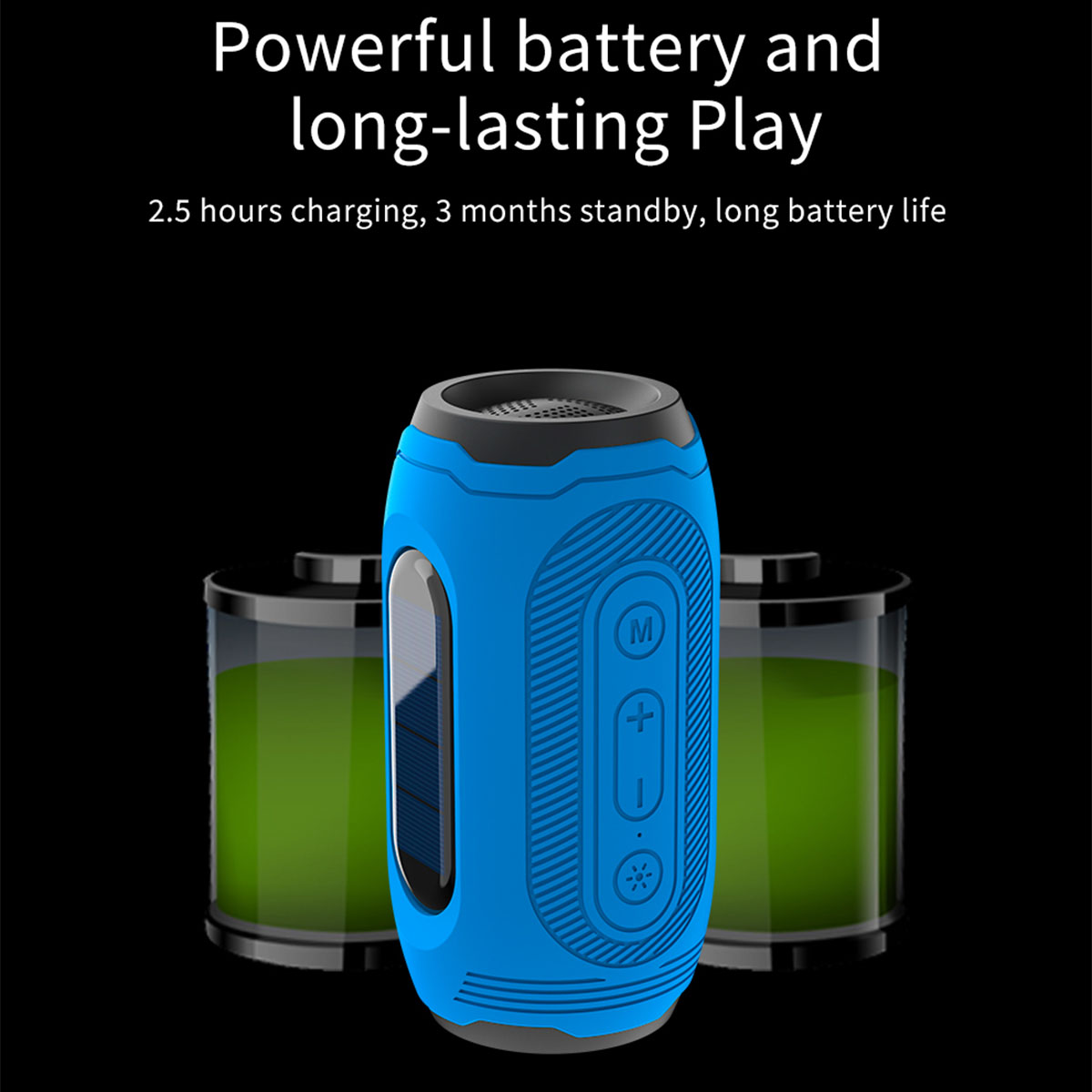 BYTELIKE Tragbare Kabelloser Taschenlampe Wasserfest Bluetooth-Lautsprecher Solaraufladung Audio grün, Bluetooth-Lautsprecher,