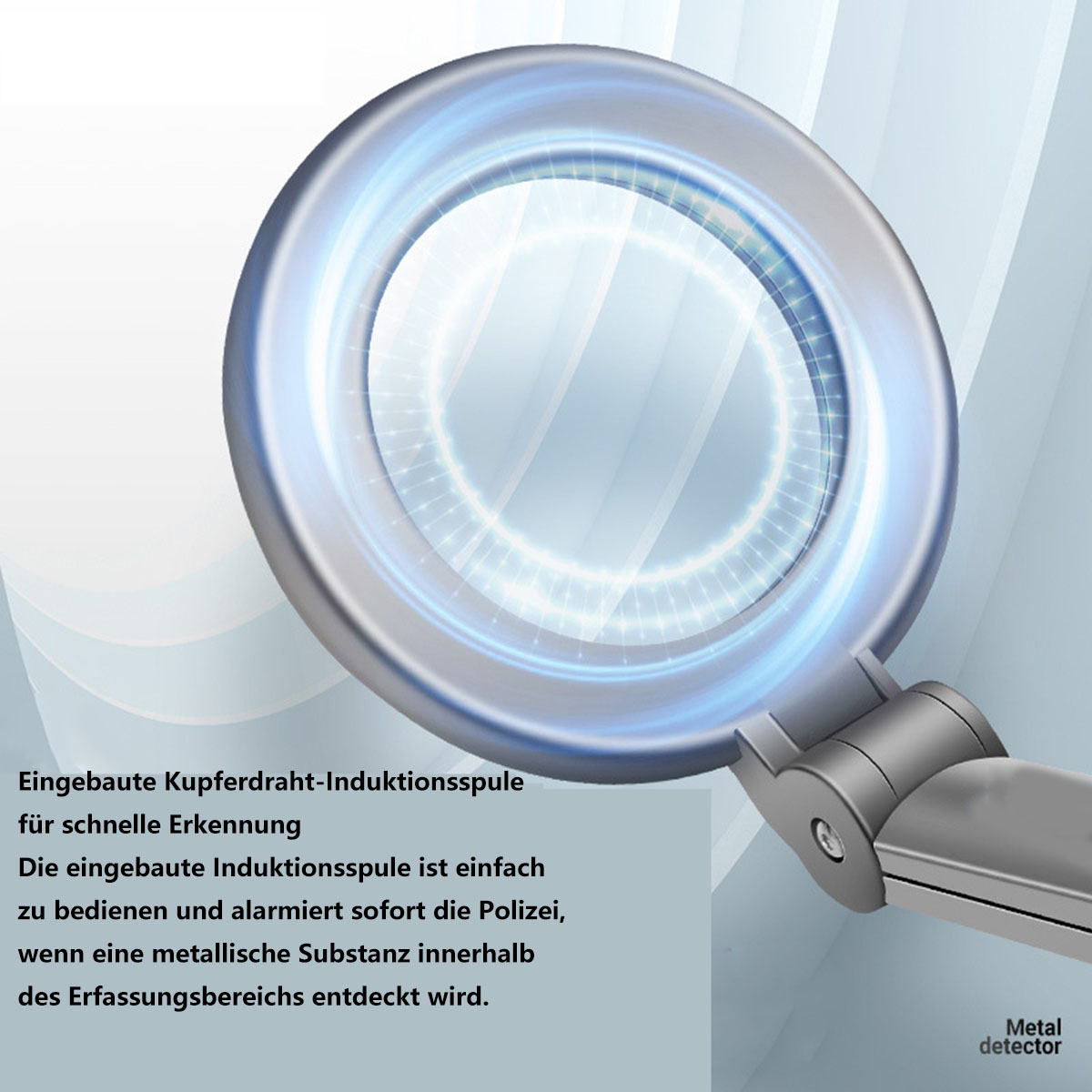 Lupe mit blauem Licht, zur Metalldetektion verwendet.