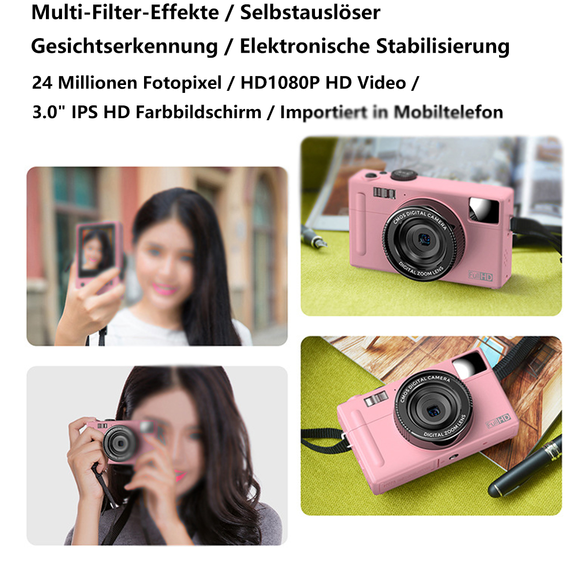 elektronische Digitalkamera Filtereffekte, Hochauflösende SYNTEK - Stabilisierung rosa, LCD Mehrere Digitalkamera