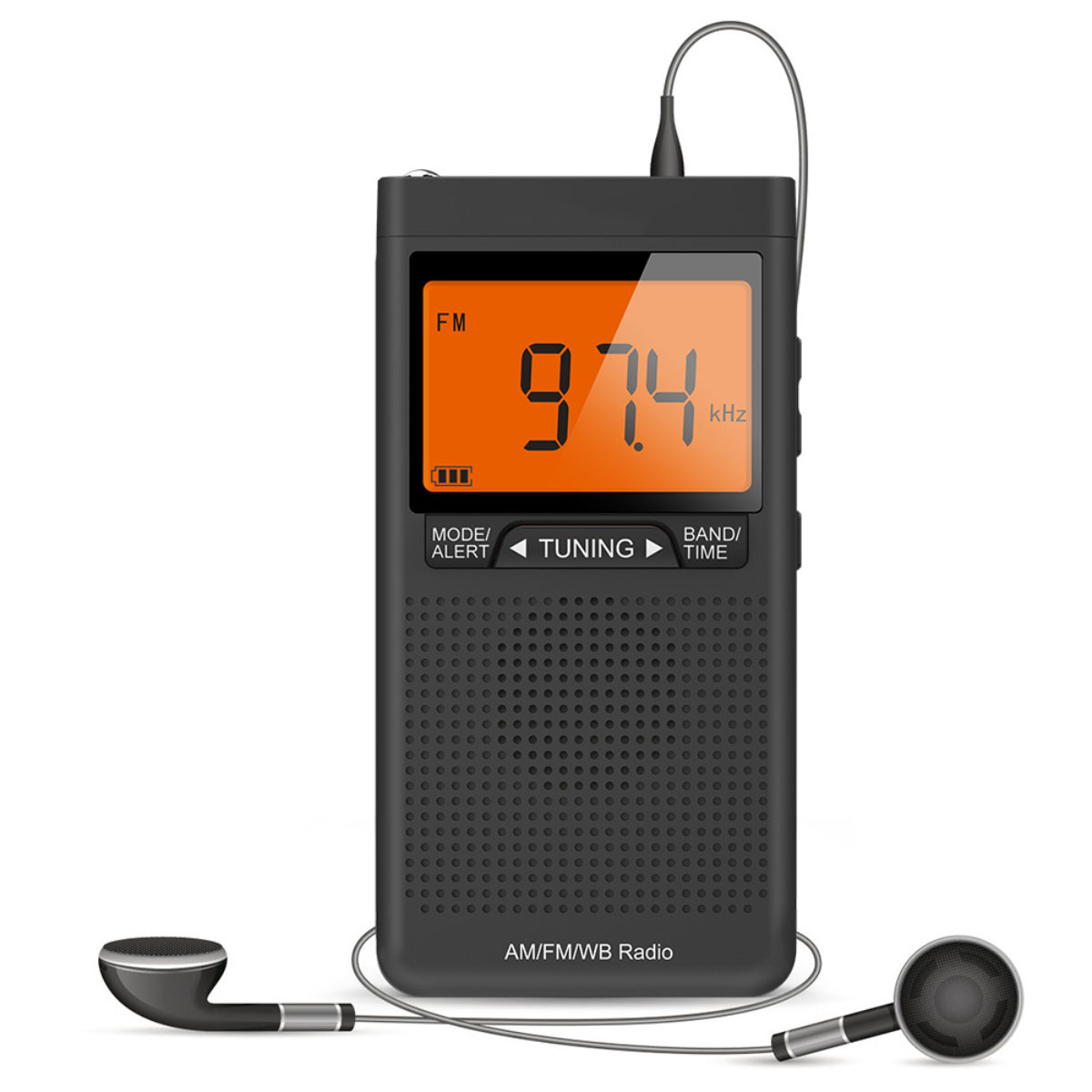 BYTELIKE Taschen-Digitalradio Mini-Taschenradio Wetterradio AM/FM/WB Radio Radio, AM, FM, schwarz
