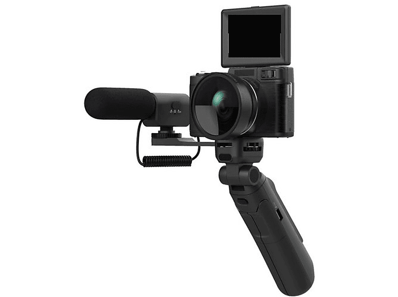 SYNTEK Drei-Achsen-Stabilisator Fotostabilisator Verwacklungsschutz Gimbal Selbstauslöser Handstabilisator Digitale Kameras Schwarz, LCD-Bildschirm-