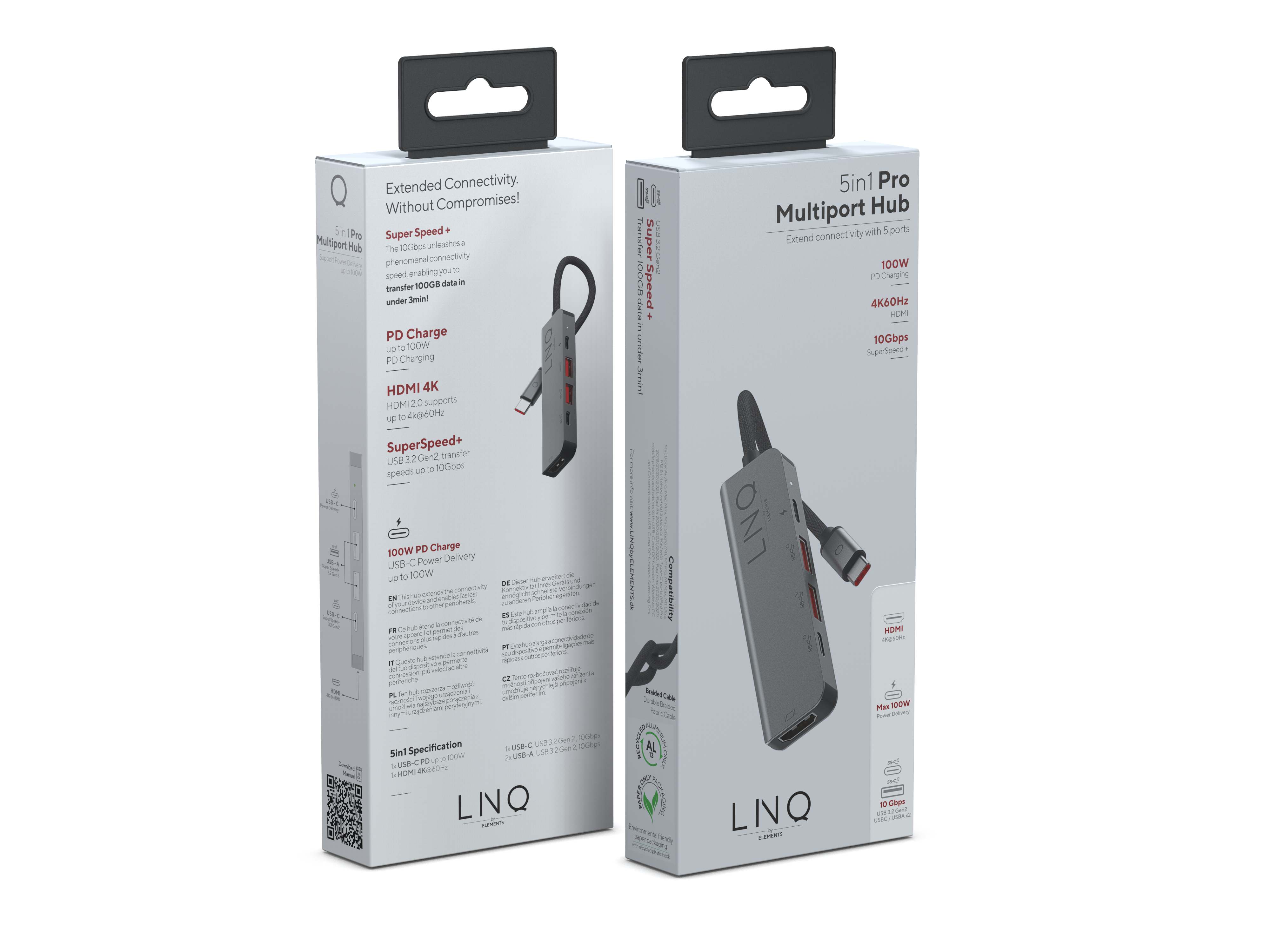 LINQ 5in1 Pro, USB-C Grey Black, Hub