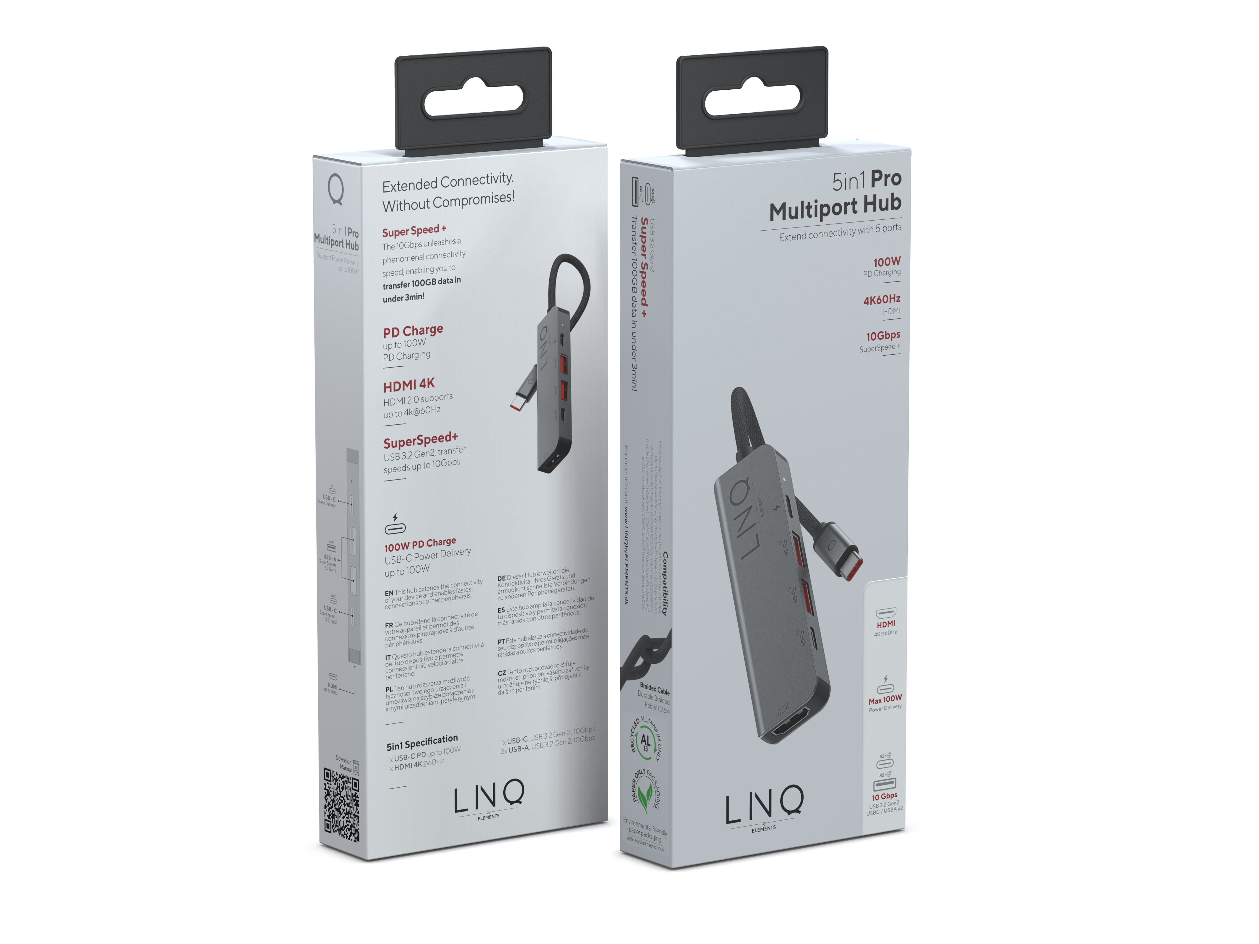 Hub, USB-C LINQ 5in1 Pro, Grey Black,