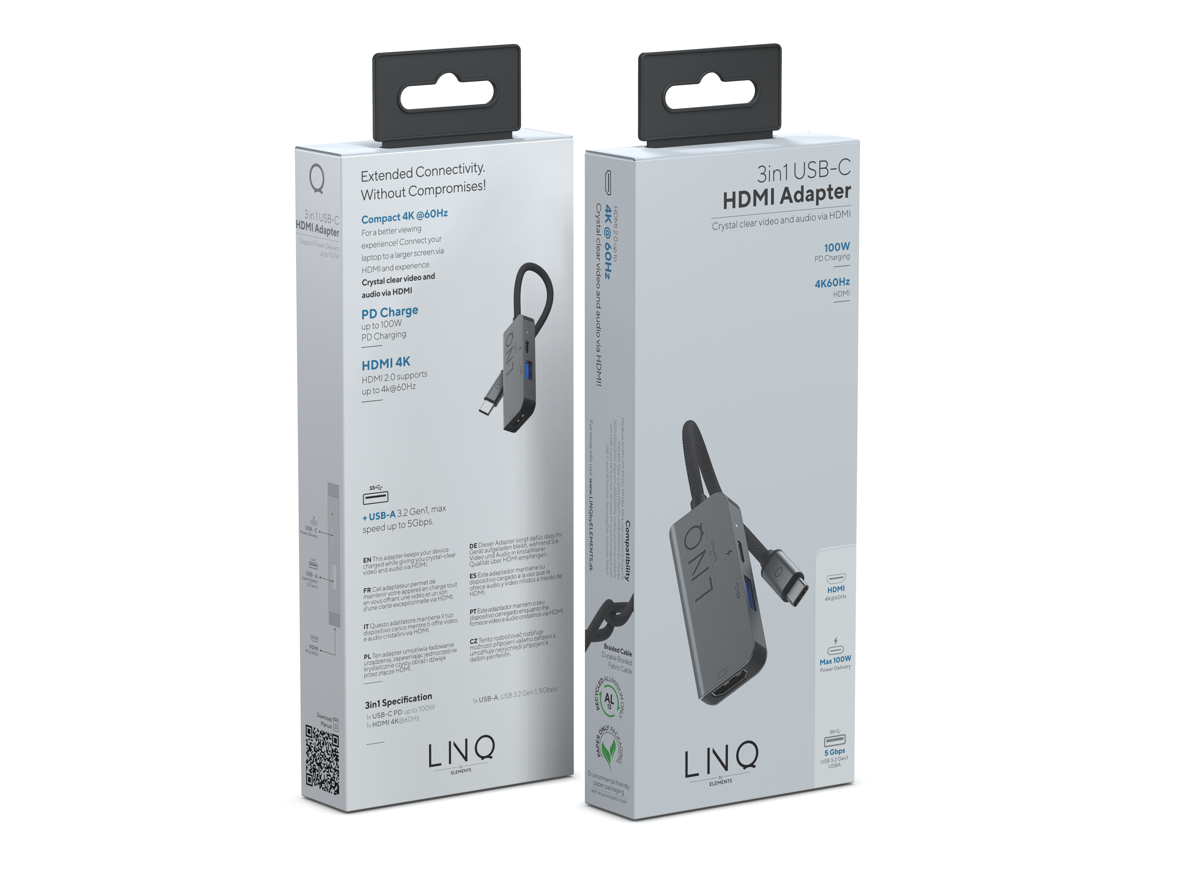 3-in-1, Grey Hub, Black, LINQ USB-C